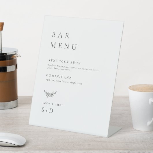 Minimalistic Elegant Bar Menu Wedding Sign Sockelschild (In SItu)