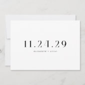 Minimalistic Elegant Black & White Wedding Date Dankeskarte (Vorderseite)