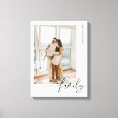 Minimalistic Family Name Script Custom Photo Leinwanddruck (Vorderseite)