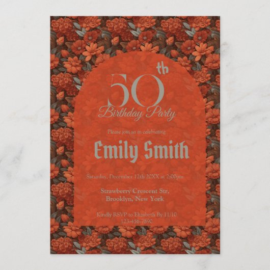 Minimalistic Gardenias Fantasy Adult Birthday Einladung (Vorderseite)