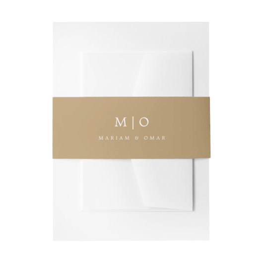 Minimalistic Gold Monogram Wedding Invitation Einladungsbanderole (Vorderseite Beispiel)