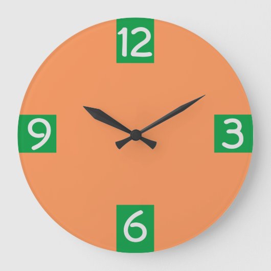 Minimalistic Graphic Green Quarterly digits Große Wanduhr (Vorderseite)