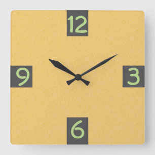 Minimalistic Graphic Quarterly Digits on any Color Quadratische Wanduhr