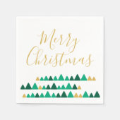 Minimalistic Green & Golden Trees Merry Christmas Serviette (Vorderseite)