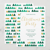 Minimalistic Green & Golden Woods Christmas 5"x7" Einladung (Vorne/Hinten)
