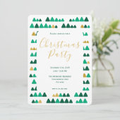 Minimalistic Green & Golden Woods Christmas 5"x7" Einladung (Stehend Vorderseite)