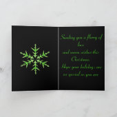 Minimalistic Green Snowflake Hand Drawn Art Karte (Innenseite)