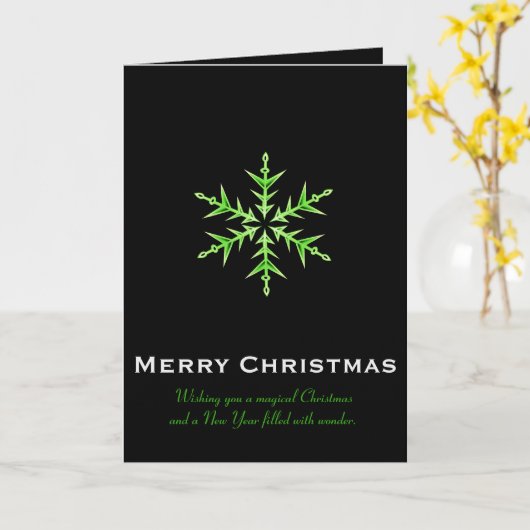 Minimalistic Green Snowflake Hand Drawn Art Karte (Gelbe Blume)