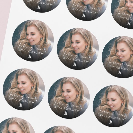 Minimalistic In Loving Memory Photo Runder Aufkleber