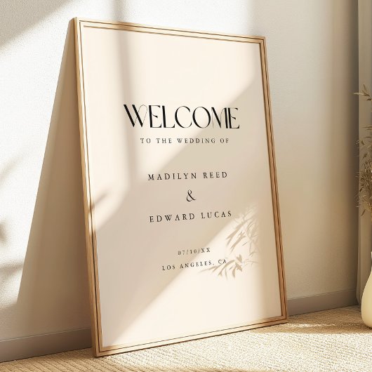 Minimalistic Ivory Bold Typography Wedding Welcome Poster