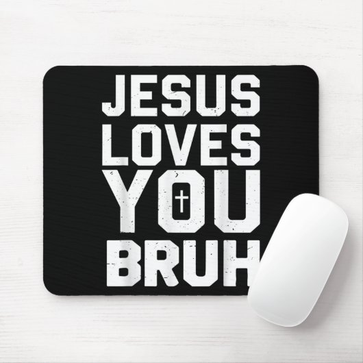 Minimalistic Jesus Love You Bruh Funny Christian Y Mousepad (Mit Mouse)