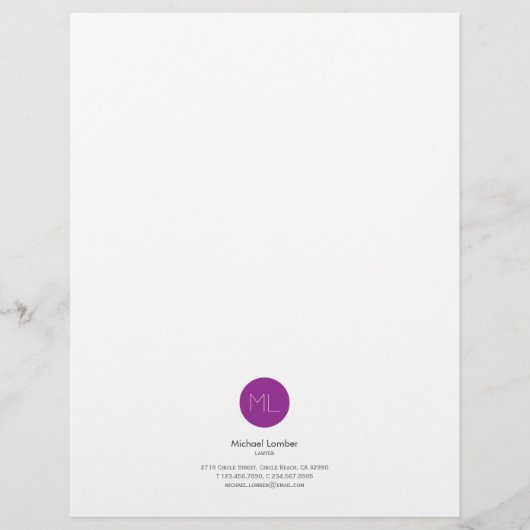 Minimalistic lila Kreis-Monogramm-Briefkopf Briefkopf (Vorderseite)