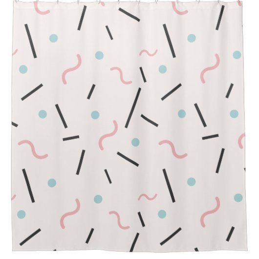 Minimalistic Memphis Muster Duschvorhang (Vorderseite)