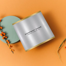 Minimalistic Metallic Silver Texture Gold Accent Quadratische Visitenkarte