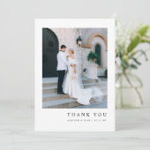 Minimalistic Modern Custom Wedding Photo Dankeskarte (Stehend Vorderseite)