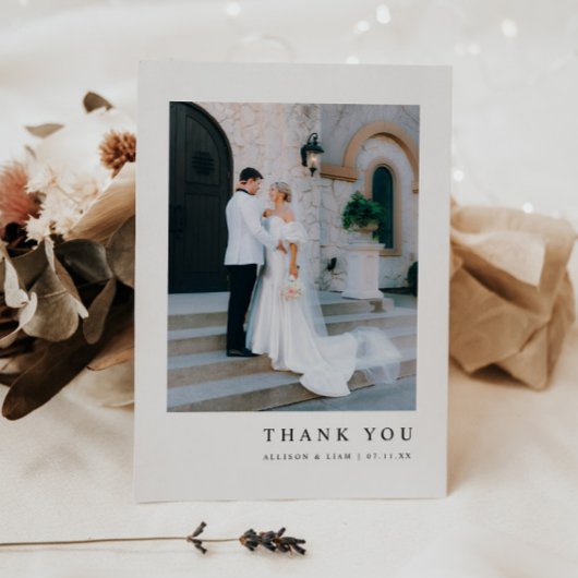 Minimalistic Modern Custom Wedding Photo Dankeskarte