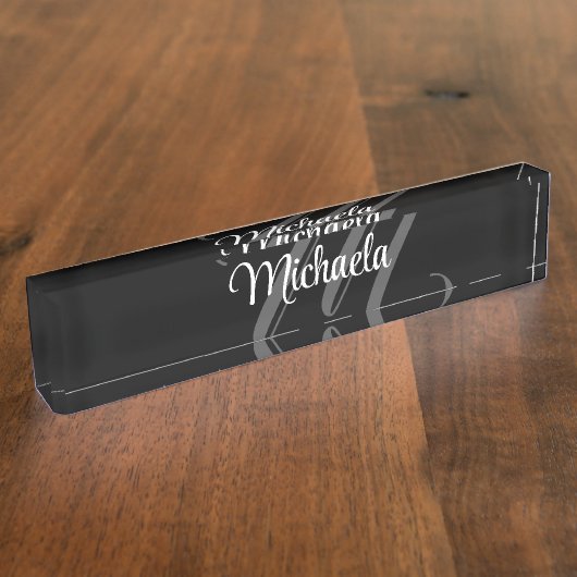 Minimalistic modern monogram initial name namensplakette (Seite)