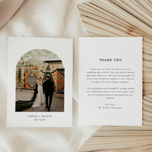 Minimalistic Modern Photo Arch Wedding Dankeskarte