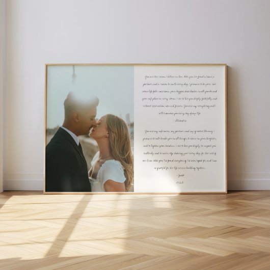 Minimalistic Modern Wedding Vows Script Photo Poster