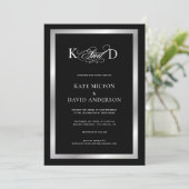 Minimalistic moderne Schwarzweiss-Hochzeit Einladung (Stehend Vorderseite)