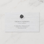 Minimalistic Monogram | White Pinstripe Business C Visitenkarte (Rückseite)