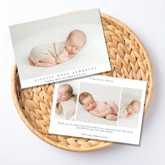 Minimalistic Newborn Announcement Einladung