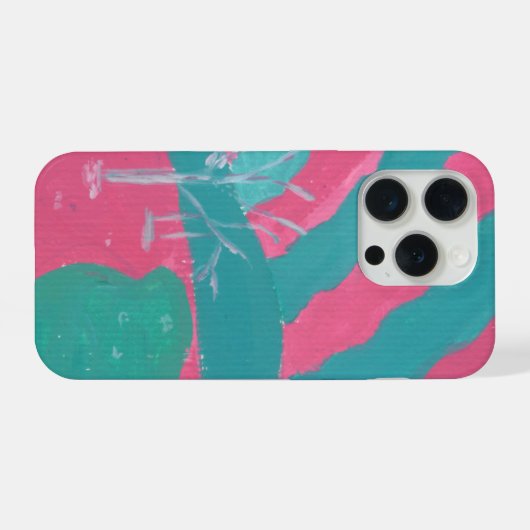 Minimalistic Pink and Green Landscape Phone Case iPhone Hülle (Rückseite (Horizontal))