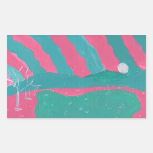 Minimalistic Pink and Green Landscape Stickers (Vorderseite)