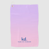 Minimalistic Purple &  Pink Gradient Monogram Golfhandtuch (Vorderseite)