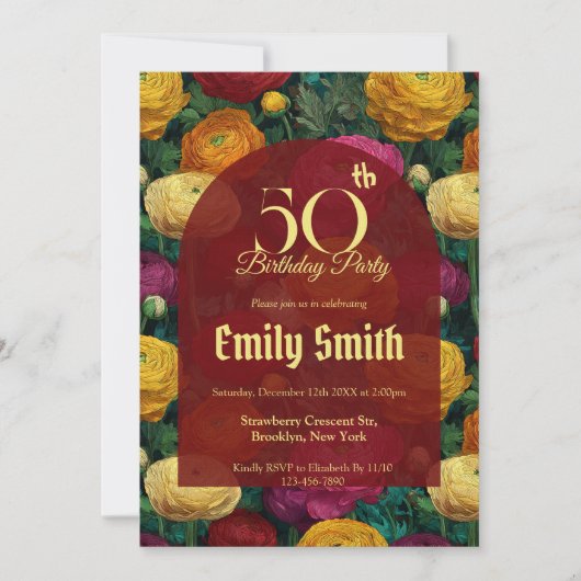 Minimalistic Ranunculus Flower Beach Party Einladung (Vorderseite)