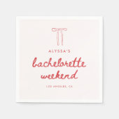 Minimalistic Red Bow Custom Bachelorette Weekend Serviette (Vorderseite)