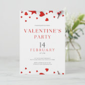 Minimalistic Red Hearts Border Valentine's Party  Einladung (Stehend Vorderseite)