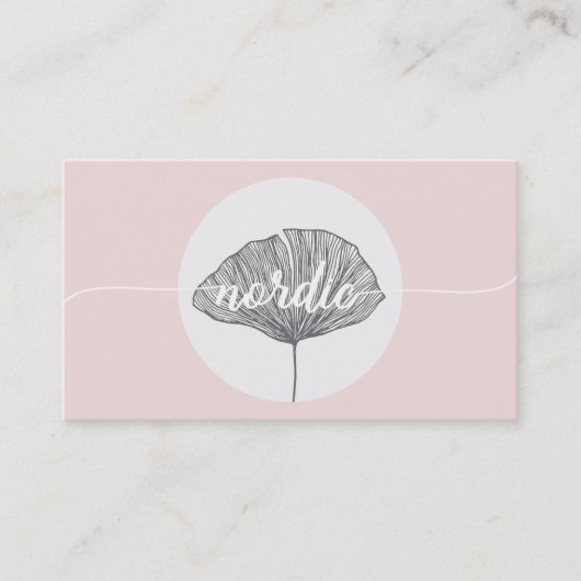 Minimalistic rosa Bio botanischer Gingko Visitenkarte (Vorderseite)