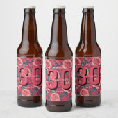 Minimalistic Rose Floral Custom Birthday Bierflaschenetikett (Flaschen)
