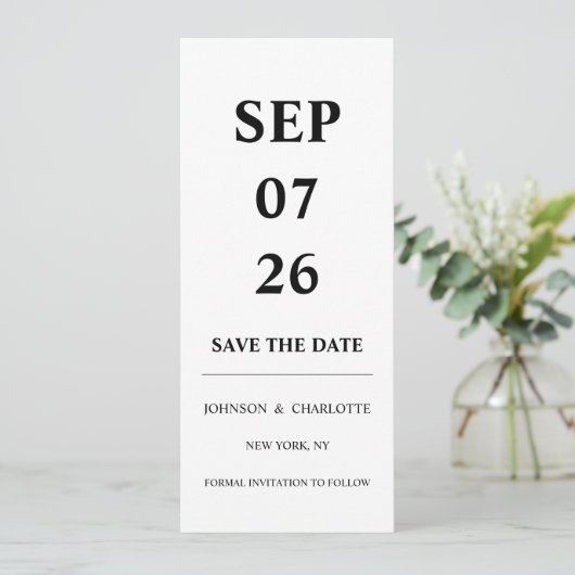 Minimalistic Save The Date Card (Stehend Vorderseite)
