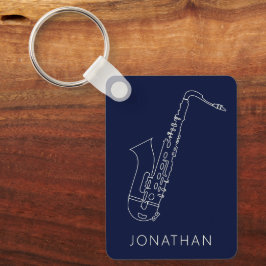 Minimalistic Saxophone Navy Line Saxo Personalized Schlüsselanhänger