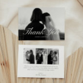 Minimalistic Script 4-Photo Black & White Wedding Dankeskarte