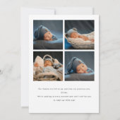 Minimalistic Script 5-Photo Collage Baby Birth Ankündigung (Rückseite)