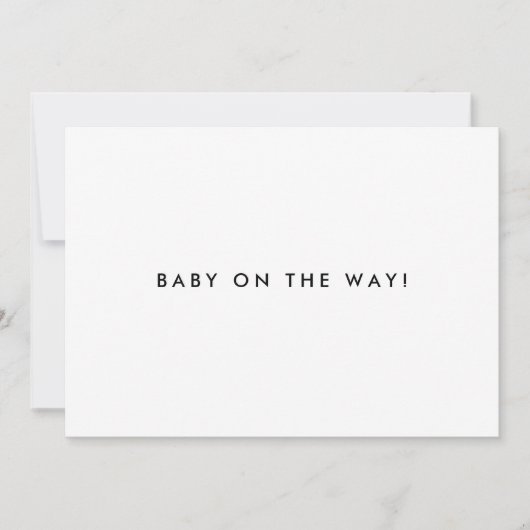 Minimalistic Script "Baby On The Way!" Pregnancy Ankündigung (Vorderseite)