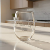 Minimalistic Script Custom Names Engagement Weinglas Ohne Stiel