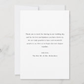 Minimalistic Script Lettering Wedding Photo Dankeskarte (Rückseite)