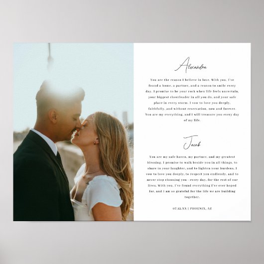 Minimalistic Script Wedding Vows Custom Photo Poster (Vorne)