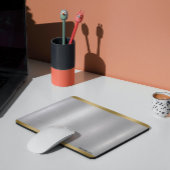Minimalistic Slick Silver & Gold Metallic Texture  Mousepad