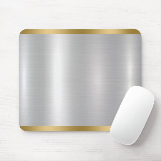 Minimalistic Slick Silver & Gold Metallic Texture  Mousepad (Mit Mouse)