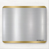 Minimalistic Slick Silver & Gold Metallic Texture  Mousepad (Vorne)