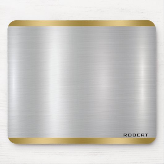 Minimalistic Slick Silver & Gold Metallic Texture Mousepad (Vorne)