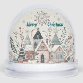 Minimalistic Snow-Clad Christmas Village Boho Art Schneekugeln (Vorderseite)