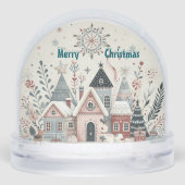 Minimalistic Snow-Clad Christmas Village Boho Art Schneekugeln (Rückseite)