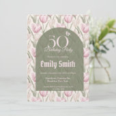 Minimalistic Tulip Themed Custom Birthday Einladung (Stehend Vorderseite)