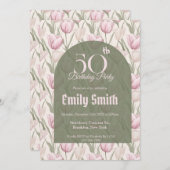 Minimalistic Tulip Themed Custom Birthday Einladung (Vorne/Hinten)
